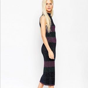 ASOS Metallic Stripe Midi Dress